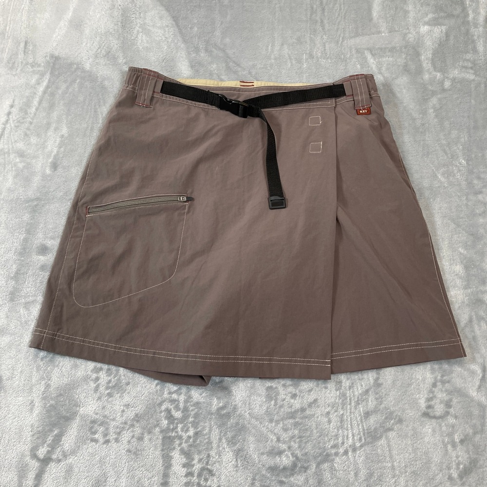 REI Womens Hiking Skort Brown Size 10 Built-in Belt UPF 30+ Stretch Activewear